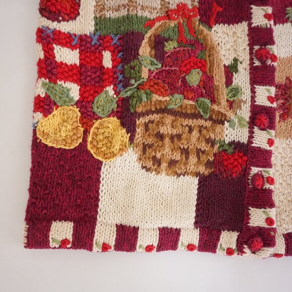 Vintage Casual Corner Annex Pumpkin Apple Patchwork Harvest Sweater Grandma S - Picture 7 of 11